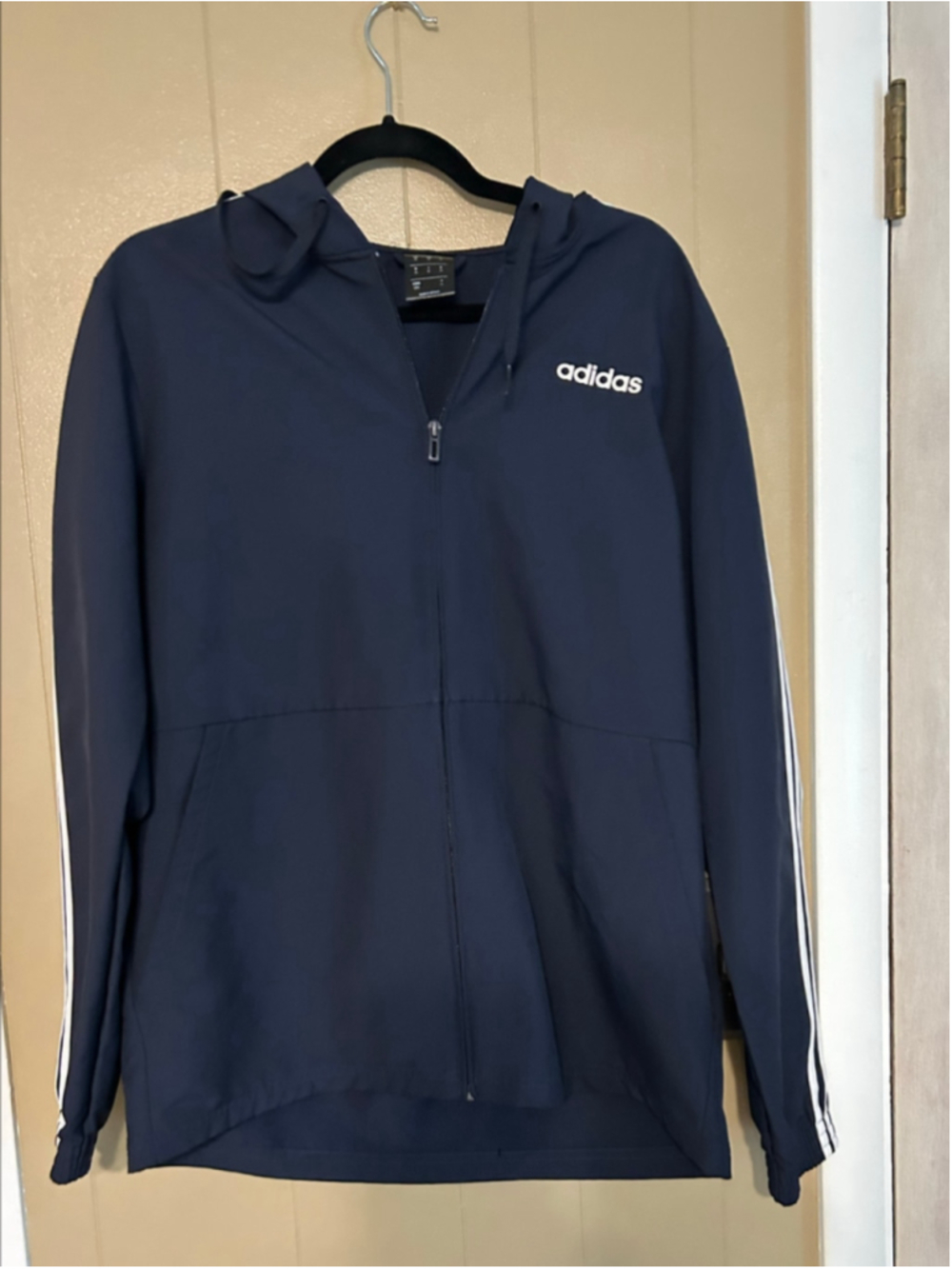 Adidas Men's Full-Zip Tracksuit Hoodie Navy White Size M Gym Sports